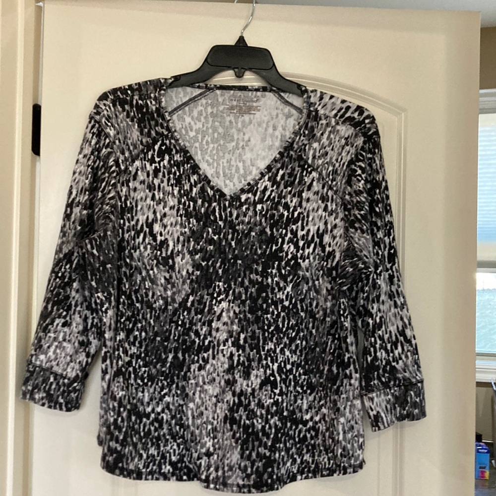 Westbound Black and White 3/4 Sleeve Relaxed Blouse